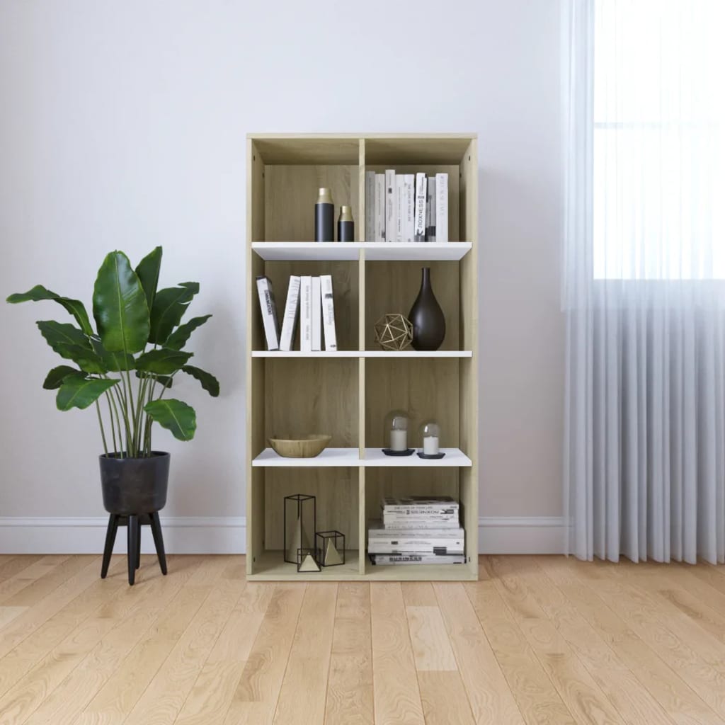 Libreria/Credenza Bianca Rovere Sonoma 66x30x130 cm Multistrato