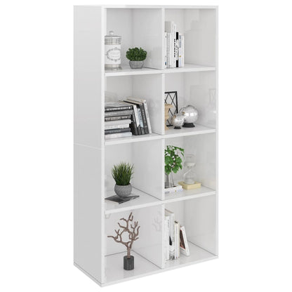 Libreria/Credenza Bianco Lucido 66x30x130 cm Legno Multistrato
