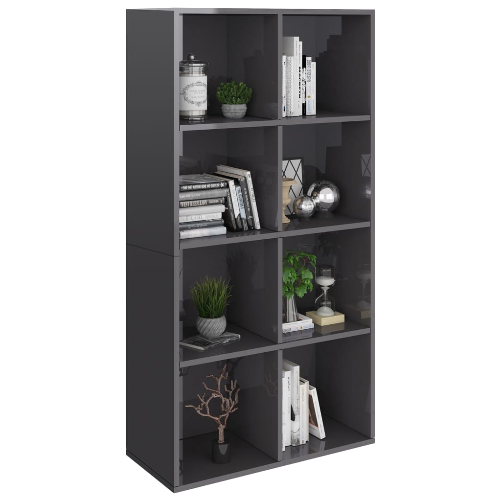Libreria/Credenza Grigio Lucido 66x30x130 cm Legno Multistrato