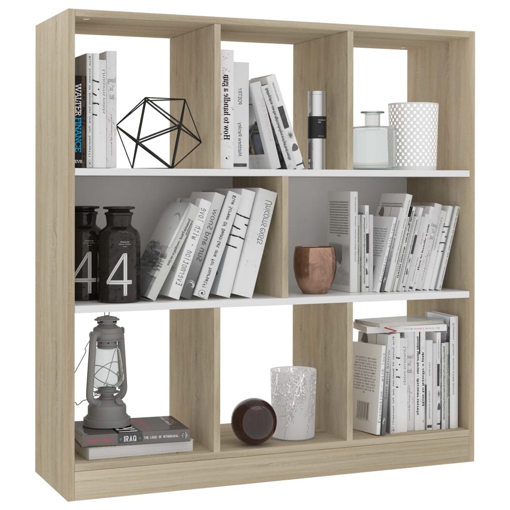 Libreria Bianca e Rovere Sonoma 97,5x29,5x100 cm Multistrato