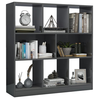 Libreria Grigio Lucido 97,5x29,5x100 cm in Legno Multistrato