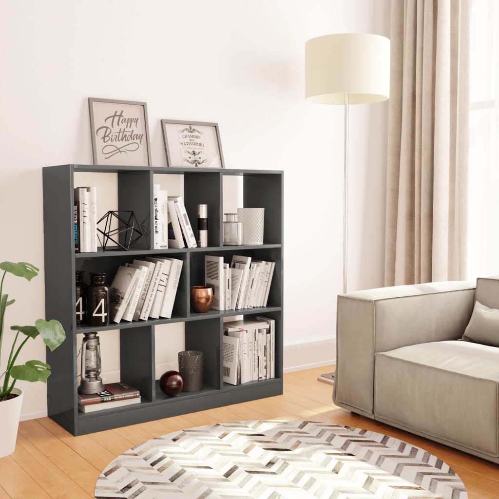 Libreria Grigio Lucido 97,5x29,5x100 cm in Legno Multistrato