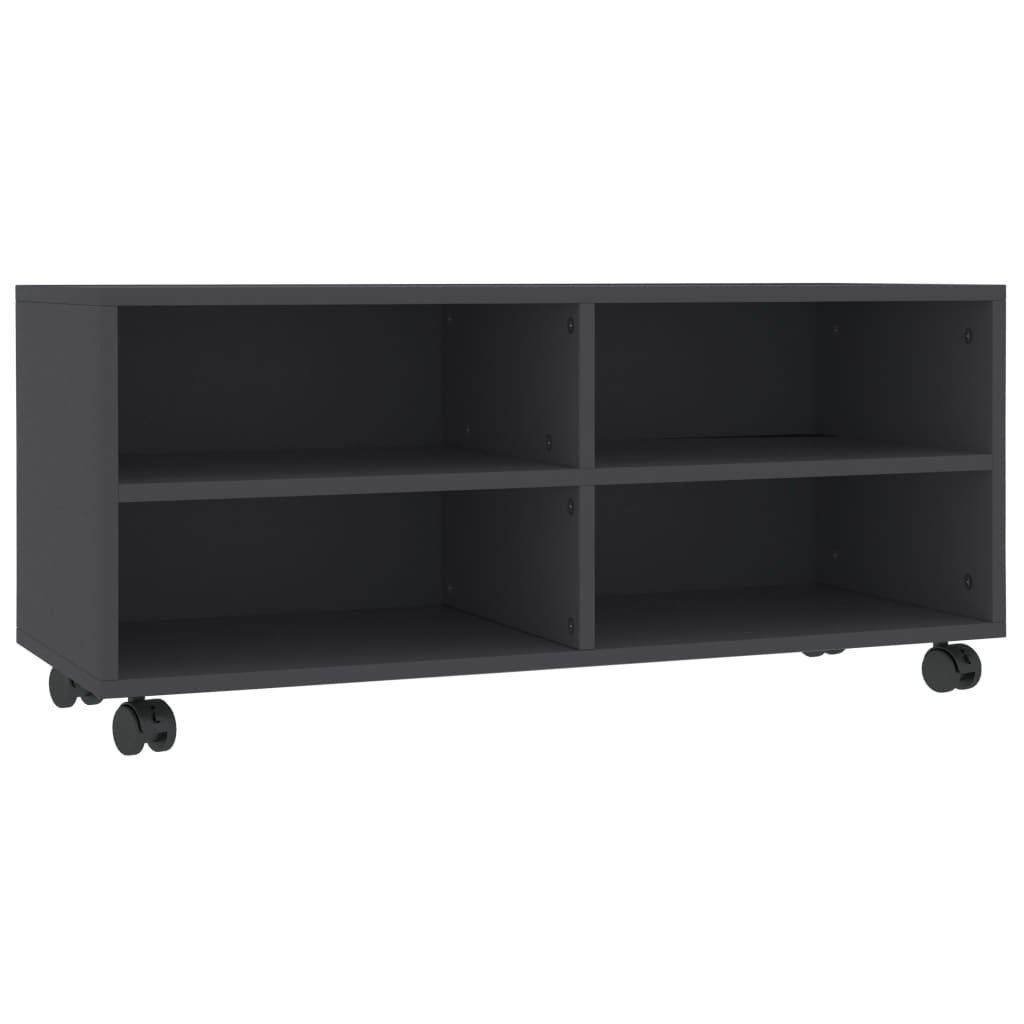 Mobile TV con Ruote Grigio 90x35x35 cm in Legno Multistrato