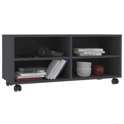 Mobile TV con Ruote Grigio 90x35x35 cm in Legno Multistrato