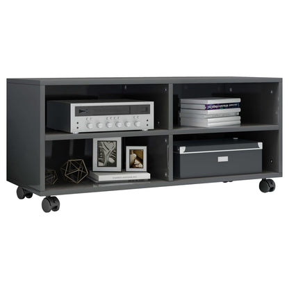 Mobile TV con Ruote Grigio Lucido 90x35x35 cm Legno Multistrato