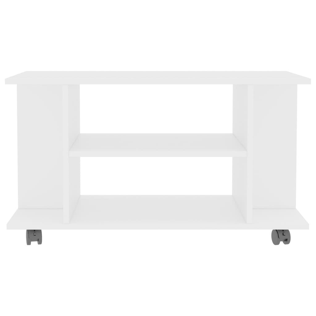 Mobile TV con Ruote Bianco 80x40x45 cm in Legno Multistrato