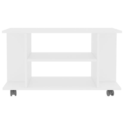 Mobile TV con Ruote Bianco 80x40x45 cm in Legno Multistrato