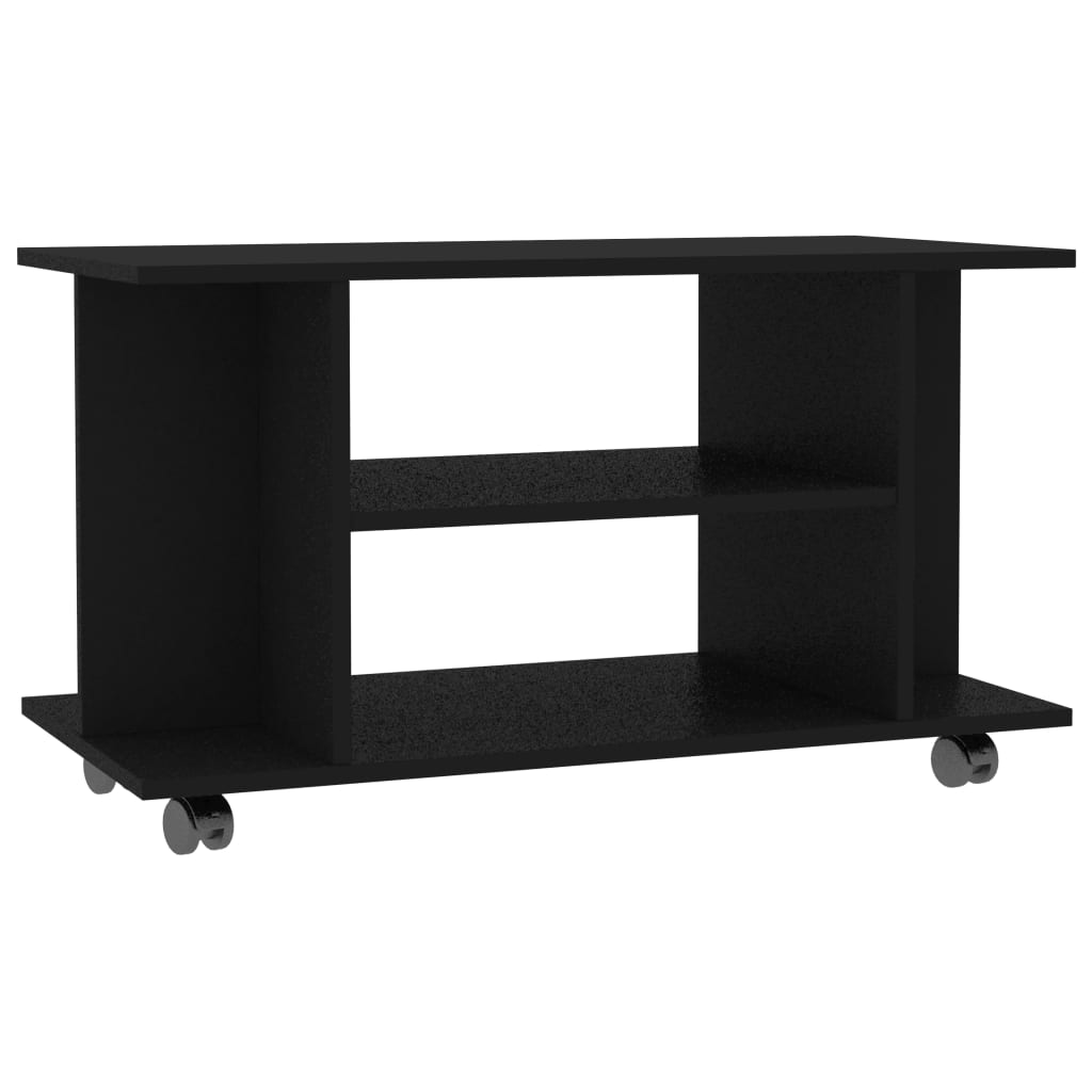 Mobile TV con Ruote Nero 80x40x45 cm in Legno Multistrato