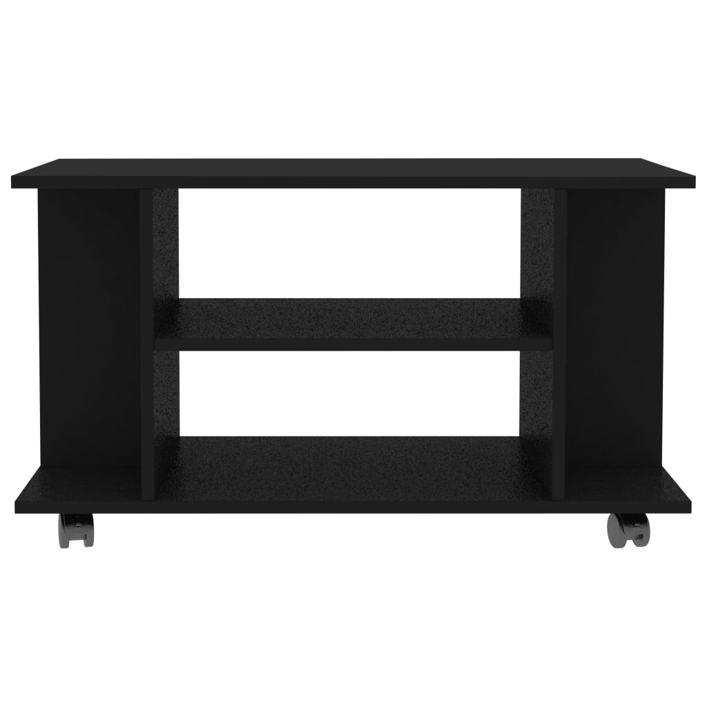Mobile TV con Ruote Nero 80x40x45 cm in Legno Multistrato