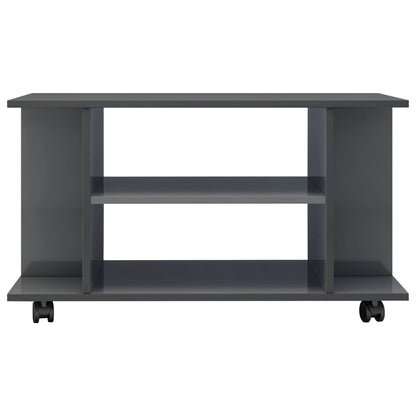 Mobile TV con Ruote Grigio Lucido 80x40x45 cm in Truciolato