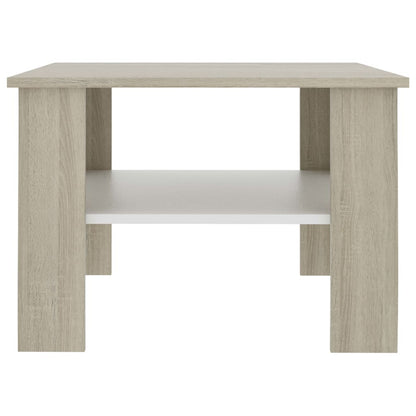 Tavolino Bianco e Rovere Sonoma 60x60x42 cm Legno Multistrato