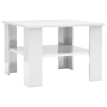 Tavolino da Salotto Bianco Lucido 60x60x42 cm Legno Multistrato