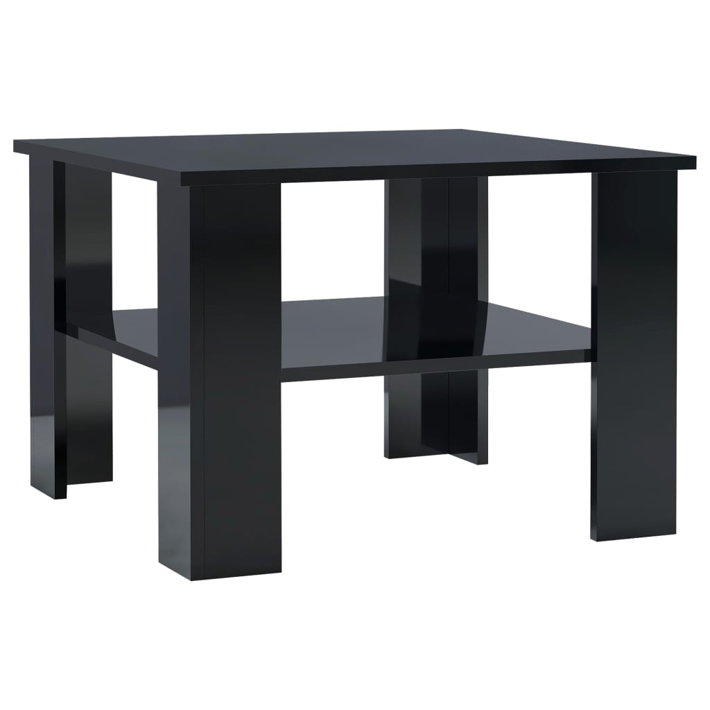 Tavolino da Salotto Nero Lucido 60x60x42 cm Legno Multistrato