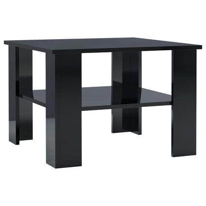 Tavolino da Salotto Nero Lucido 60x60x42 cm Legno Multistrato