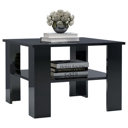 Tavolino da Salotto Nero Lucido 60x60x42 cm Legno Multistrato