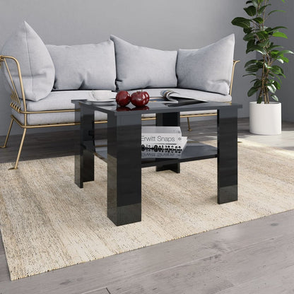 Tavolino da Salotto Nero Lucido 60x60x42 cm Legno Multistrato