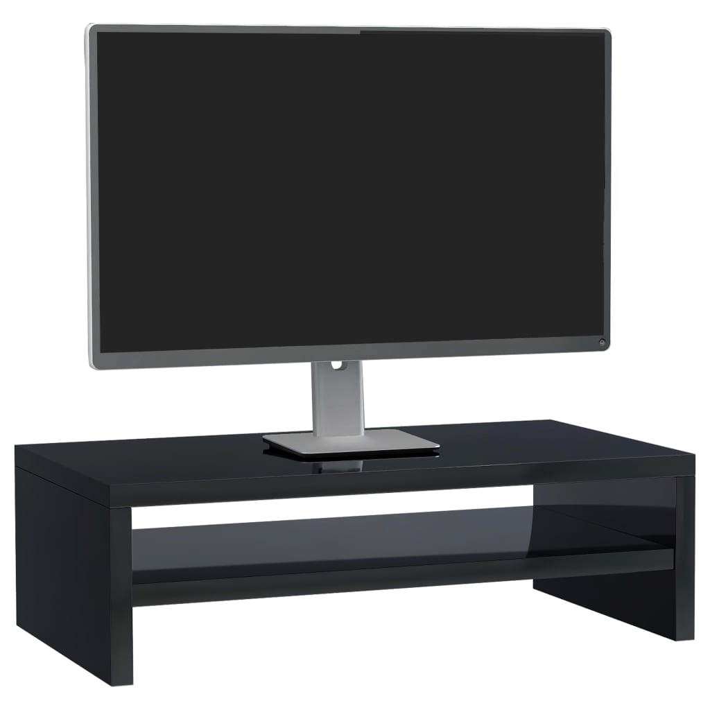 Supporto Monitor Nero Lucido 42x24x13 cm in Legno Multistrato