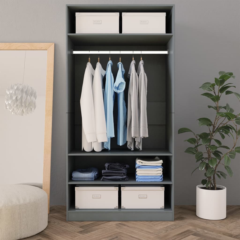 Armadio Grigio 100x50x200 cm in Legno Multistrato