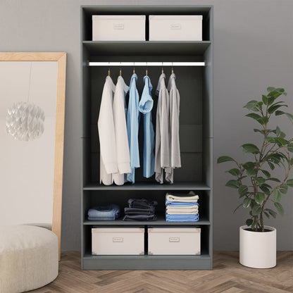 Armadio Grigio 100x50x200 cm in Legno Multistrato