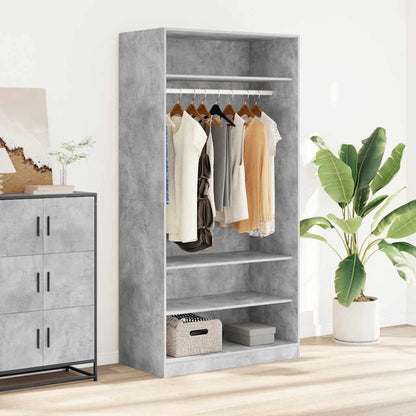 Armadio Grigio Cemento 100x50x200 cm in Legno Multistrato