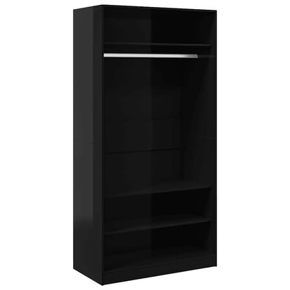 Armadio Nero Lucido 100x50x200 cm in Legno Multistrato