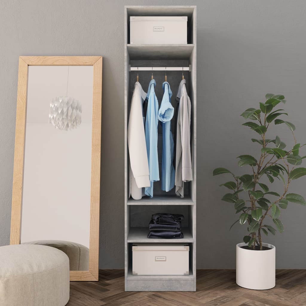 Armadio Grigio Cemento 50x50x200 cm in Legno Multistrato