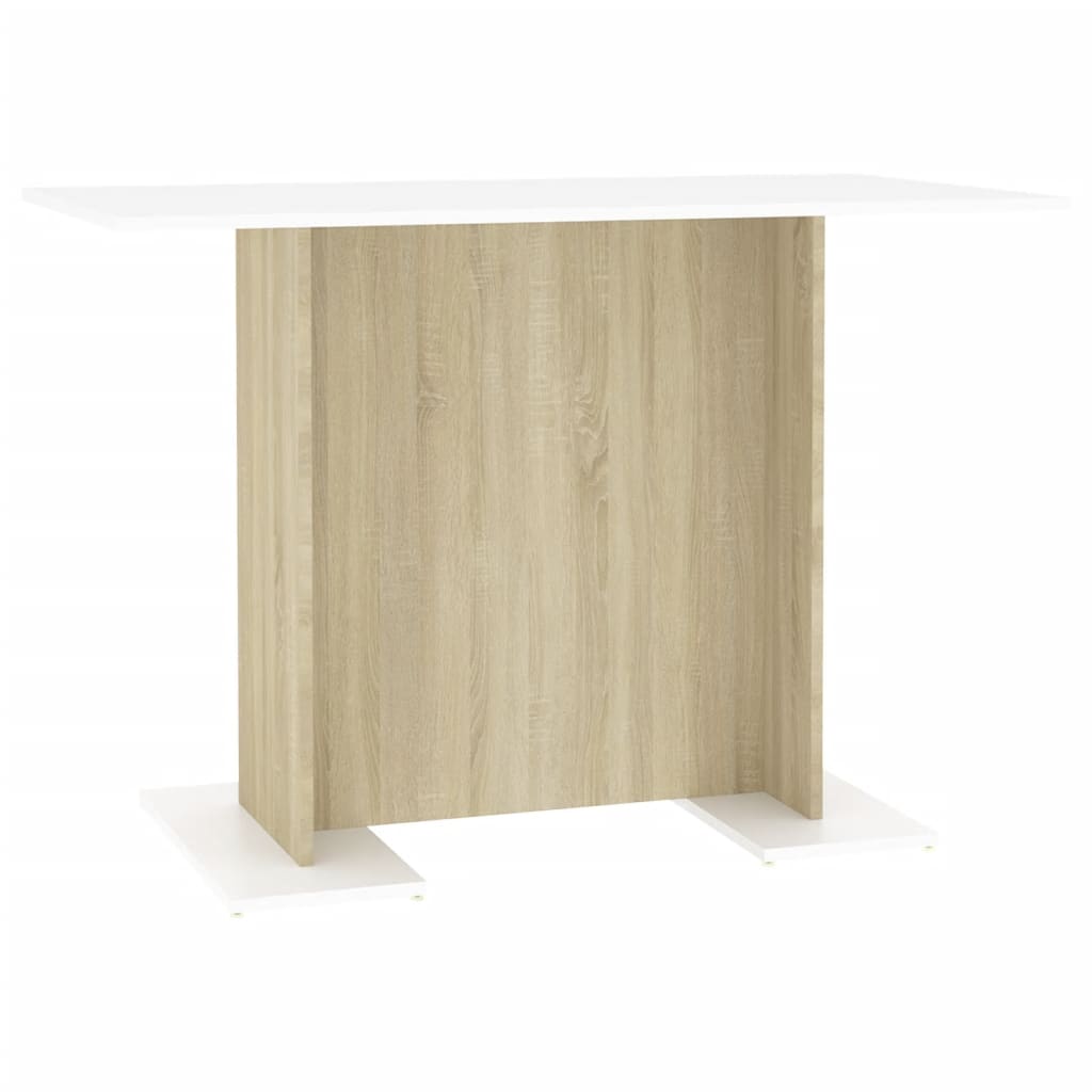 Tavolo da Pranzo Bianco e Rovere Sonoma 110x60x75cm Multistrato