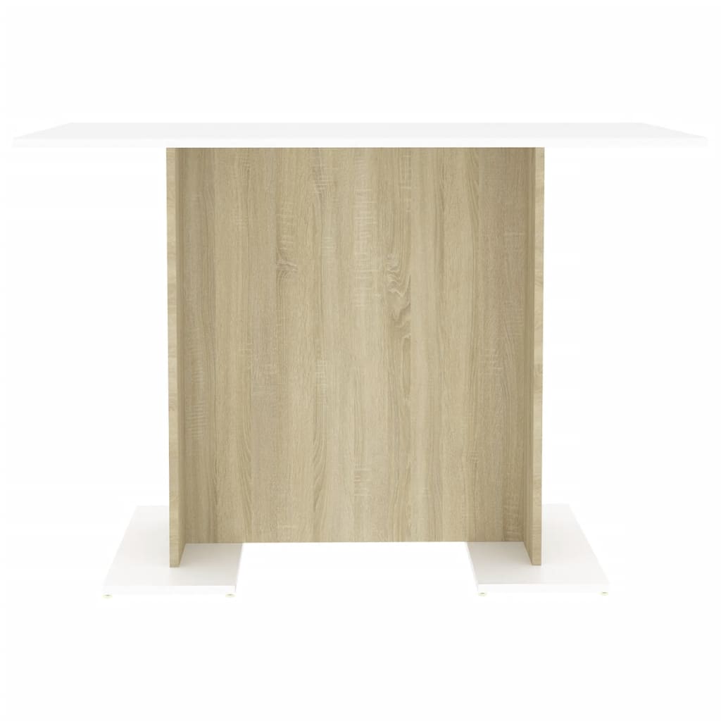 Tavolo da Pranzo Bianco e Rovere Sonoma 110x60x75cm Multistrato