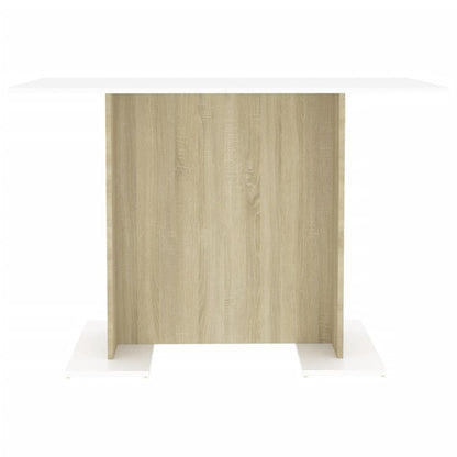 Tavolo da Pranzo Bianco e Rovere Sonoma 110x60x75cm Multistrato