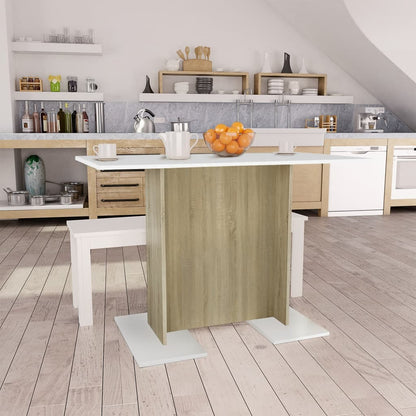Tavolo da Pranzo Bianco e Rovere Sonoma 110x60x75cm Multistrato