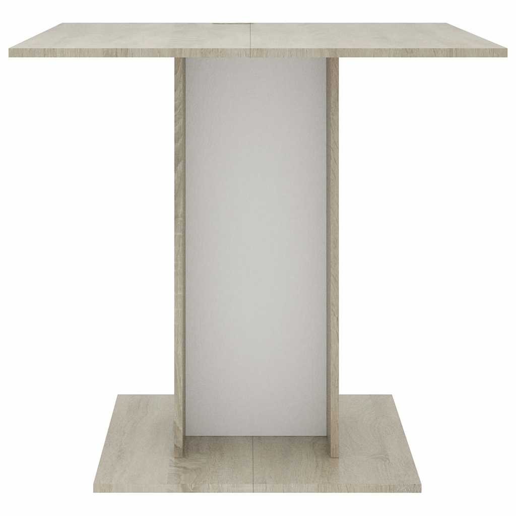 Tavolo da Pranzo Bianco e Rovere Sonoma 80x80x75cm Multistrato