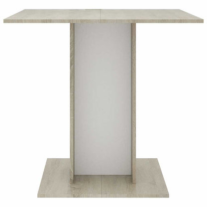 Tavolo da Pranzo Bianco e Rovere Sonoma 80x80x75cm Multistrato