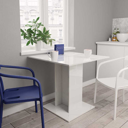 Tavolo da Pranzo Bianco Lucido 80x80x75 cm in Legno Multistrato