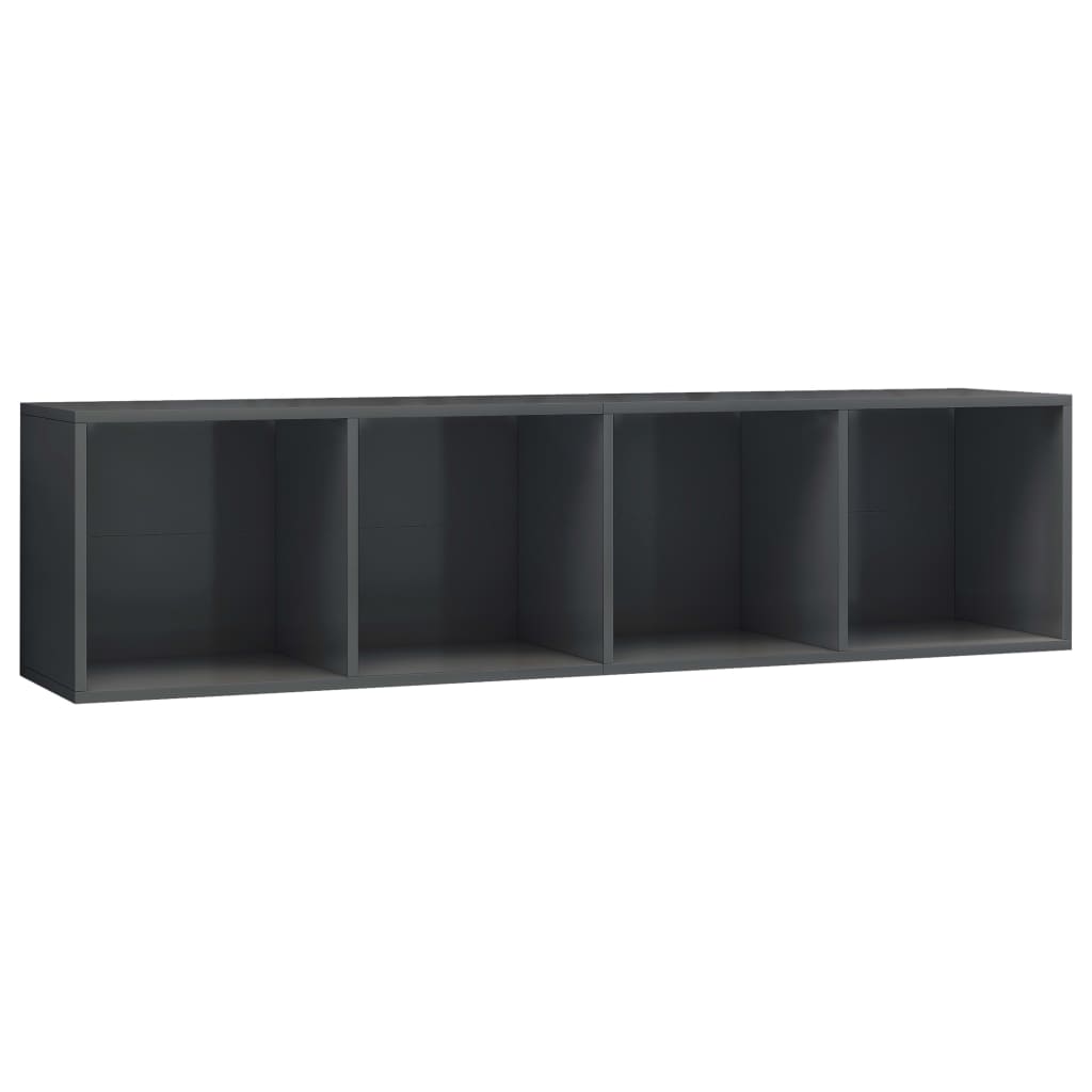 Libreria/Mobile TV Grigio Lucido 143x30x36 cm