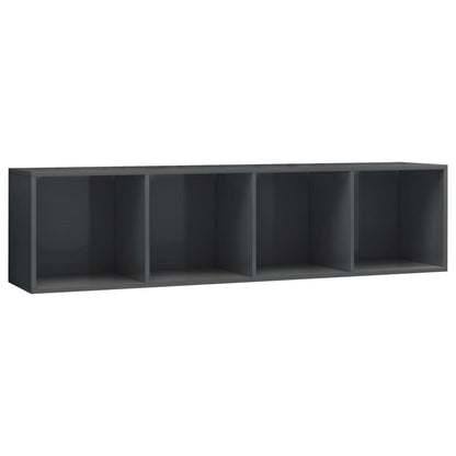 Libreria/Mobile TV Grigio Lucido 143x30x36 cm