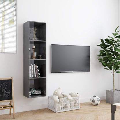 Libreria/Mobile TV Grigio Lucido 143x30x36 cm