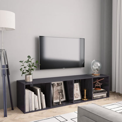 Libreria/Mobile TV Grigio Lucido 143x30x36 cm