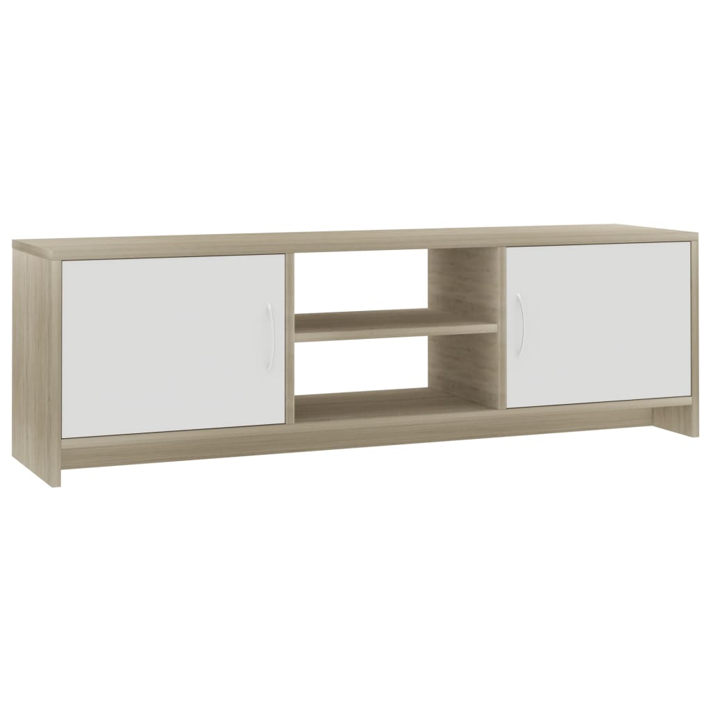 Mobile TV Bianco e Rovere Sonoma 120x30x37,5 Legno Multistrato