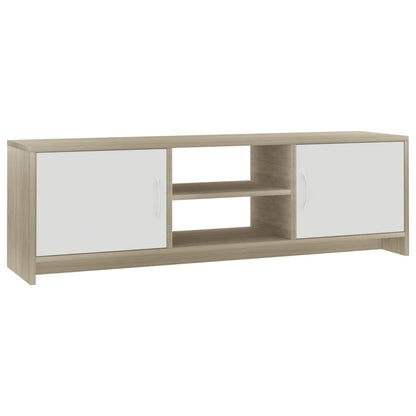 Mobile TV Bianco e Rovere Sonoma 120x30x37,5 Legno Multistrato
