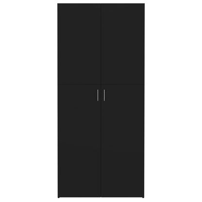 Scarpiera Nera 80x35,5x180 cm in Legno Multistrato