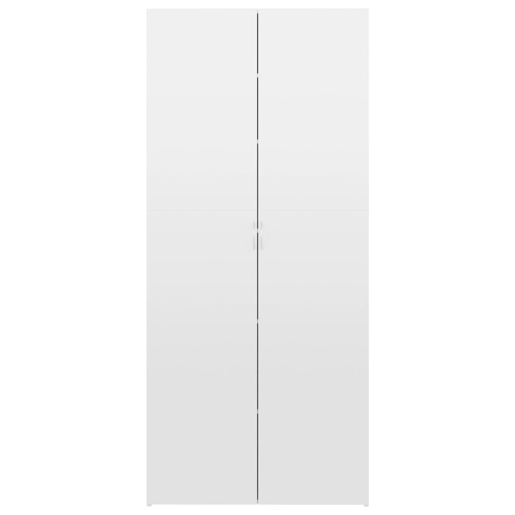Scarpiera Bianco Lucido 80x35,5x180 cm in Legno Multistrato