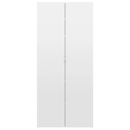 Scarpiera Bianco Lucido 80x35,5x180 cm in Legno Multistrato
