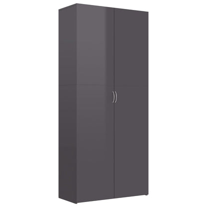 Scarpiera Grigio Lucido 80x35,5x180 cm in Legno Multistrato