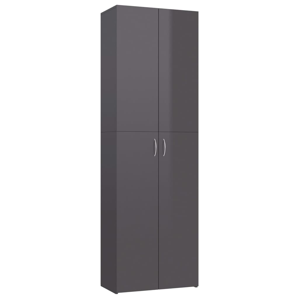 Armadio per Ufficio Grigio Lucido 60x32x190cm Legno Multistrato