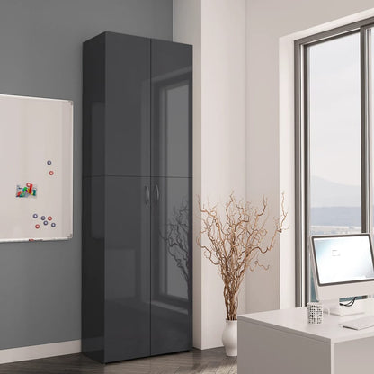 Armadio per Ufficio Grigio Lucido 60x32x190cm Legno Multistrato