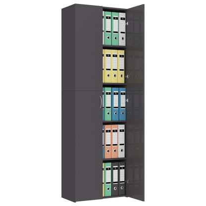 Armadio per Ufficio Grigio Lucido 60x32x190cm Legno Multistrato