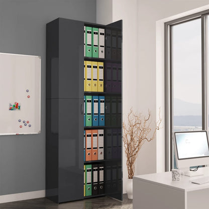 Armadio per Ufficio Grigio Lucido 60x32x190cm Legno Multistrato