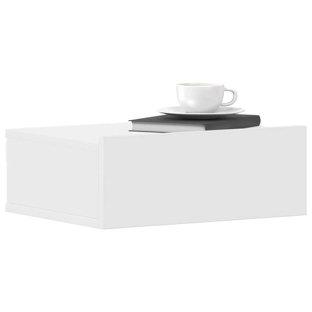 Comodino Pensile Bianco 40x30x15 cm in Legno Multistrato