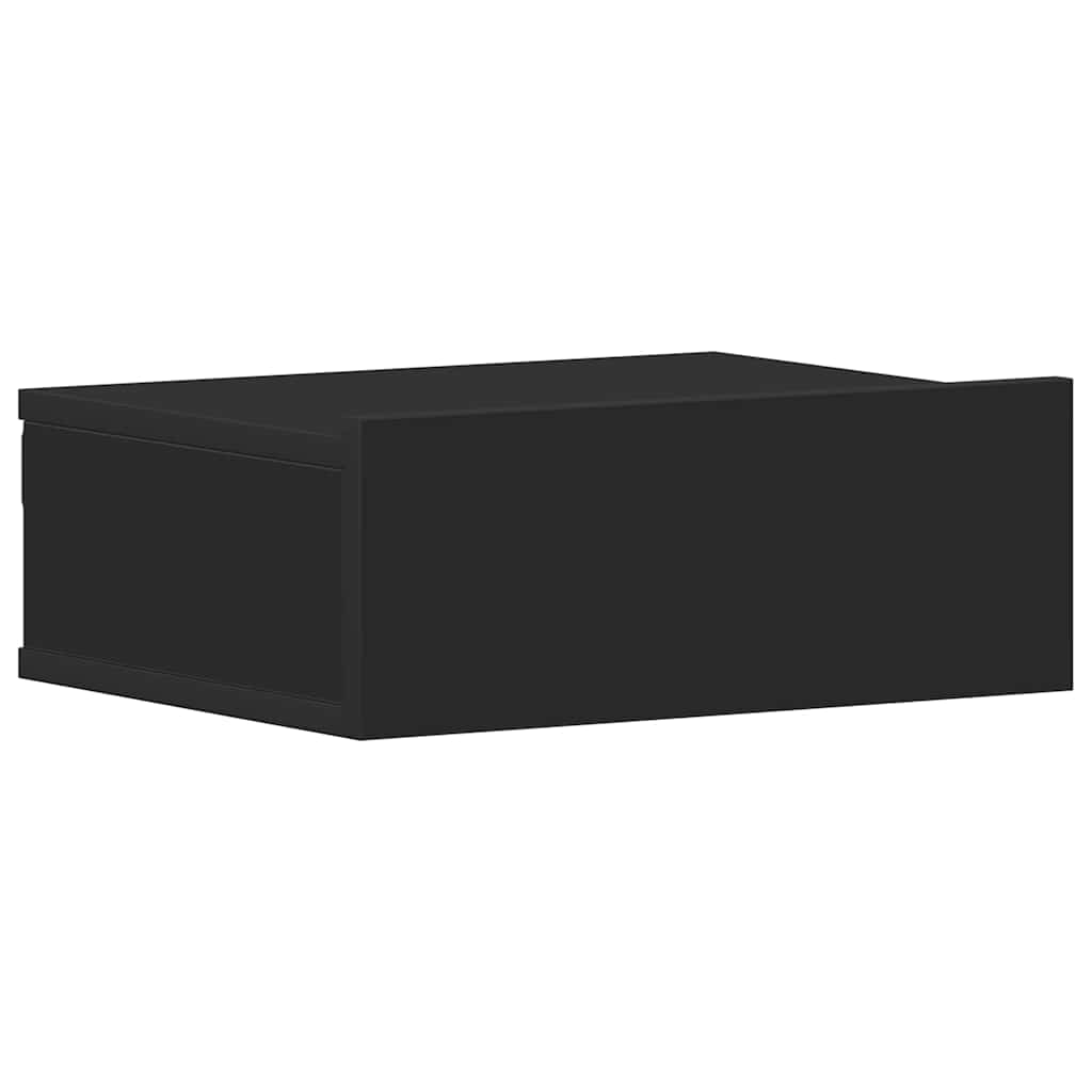 Comodino Pensile Nero 40x30x15 cm in Legno Multistrato