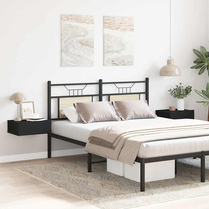 Comodini Pensili 2pz Neri 40x30x15 cm in Legno Multistrato
